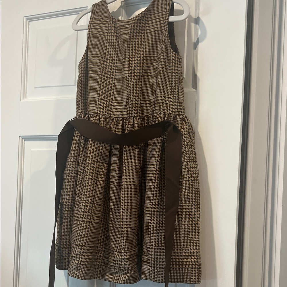 Polo by Ralph Lauren Checkered Kids Dress in Brown